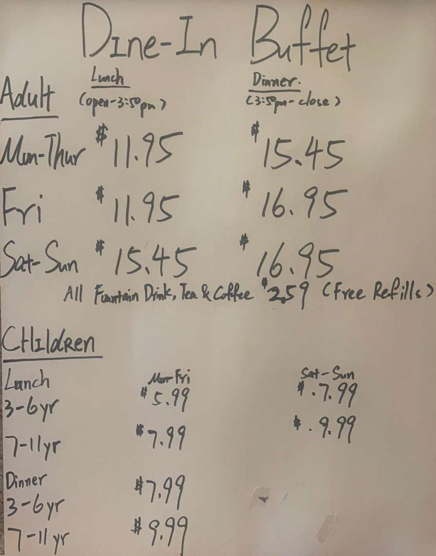 Chow King Grill & Buffet menu page 1