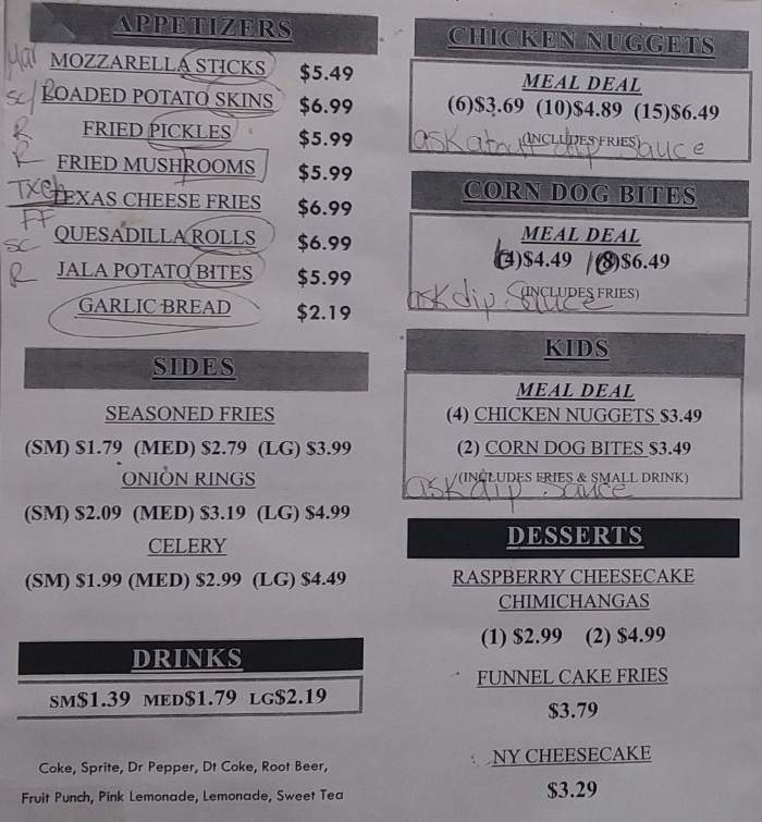 Ole Coop menu page 1