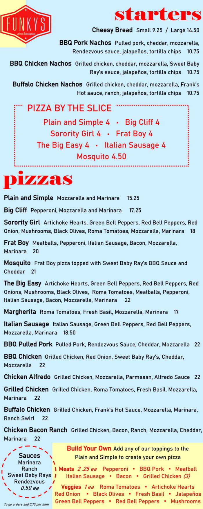 Funkys menu page 1