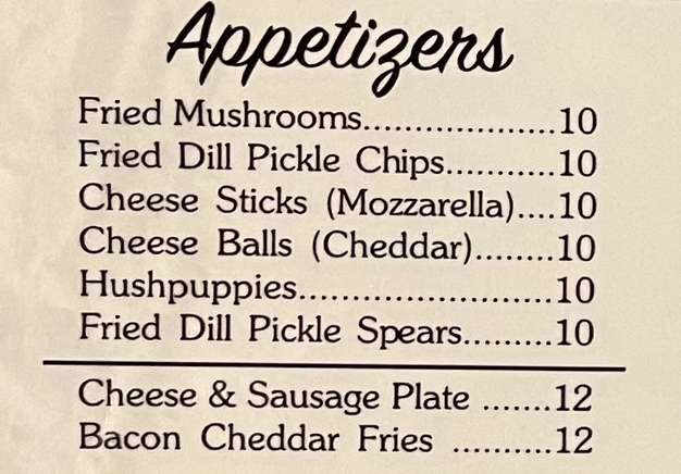 Sizzler Steakhouse menu page 1