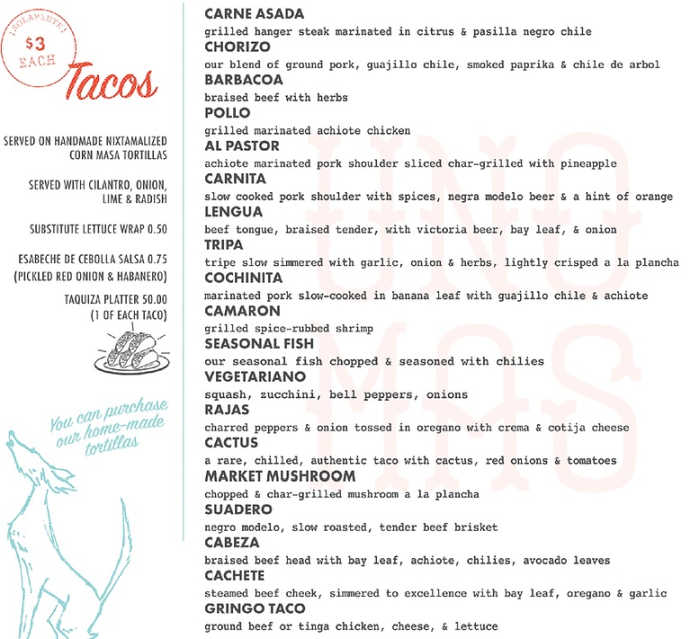 Uno Mas Tacos y Tequila menu page 1