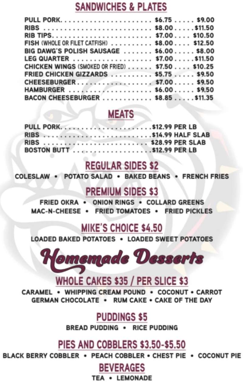 Big Dawgs Station 26 menu page 1