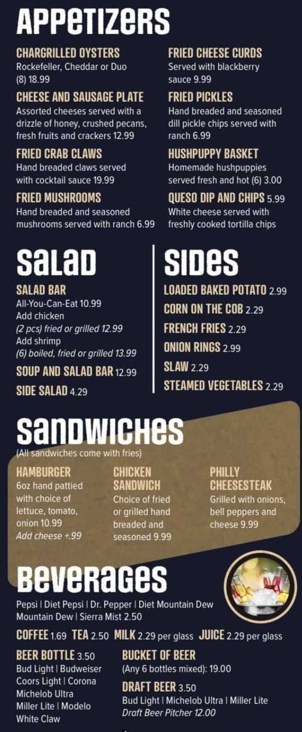 The Tiger Den menu page 1