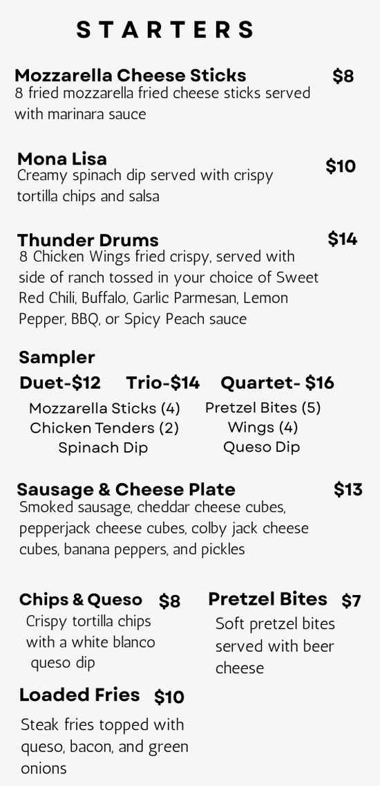 Porters' On Main menu page 1