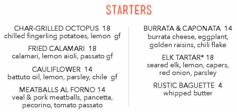 Abruzzo Italian Kitchen menu page 1