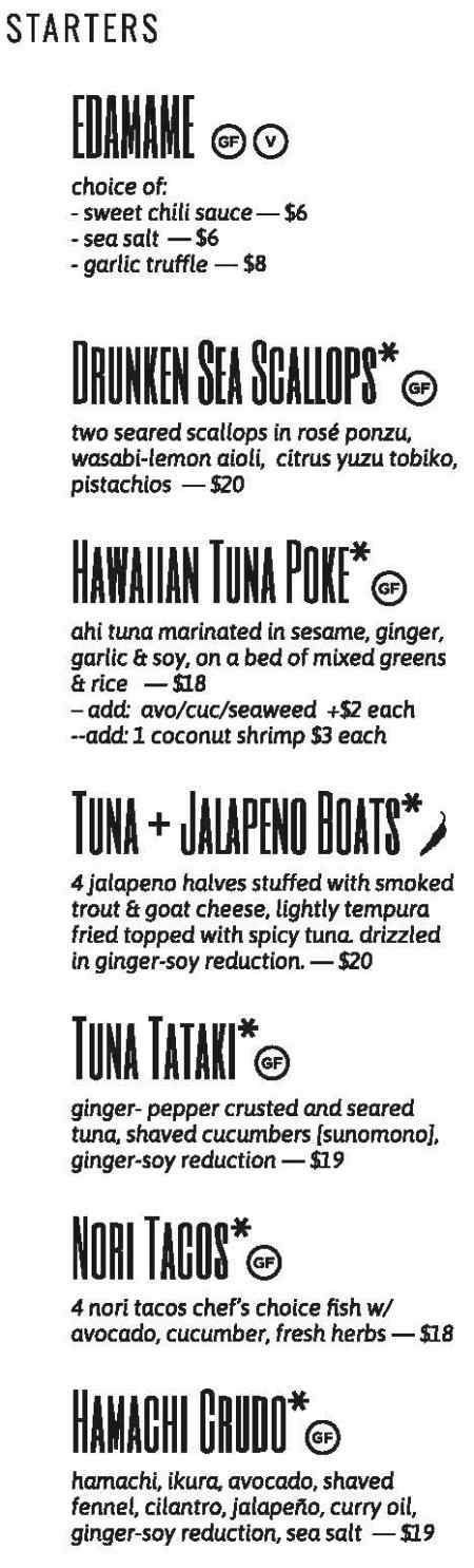 Indah Sushi menu page 1