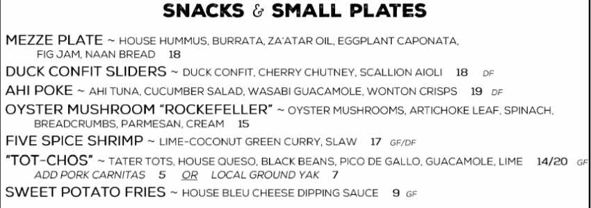 Last Chair menu page 1