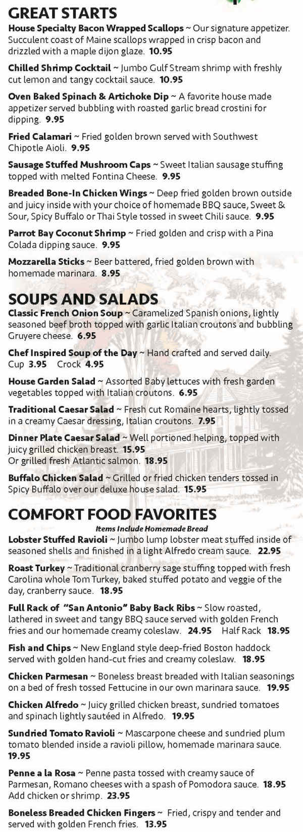 Town & Country Inn menu page 1