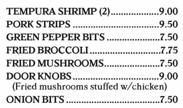 Yokohama menu page 1