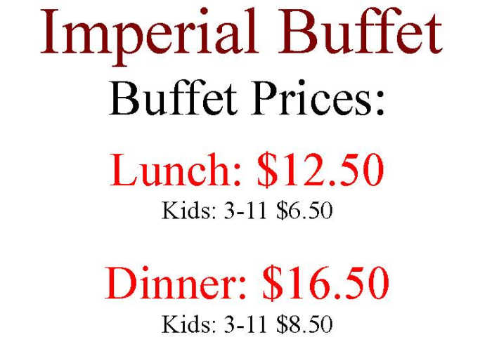 Imperial Buffet menu page 1