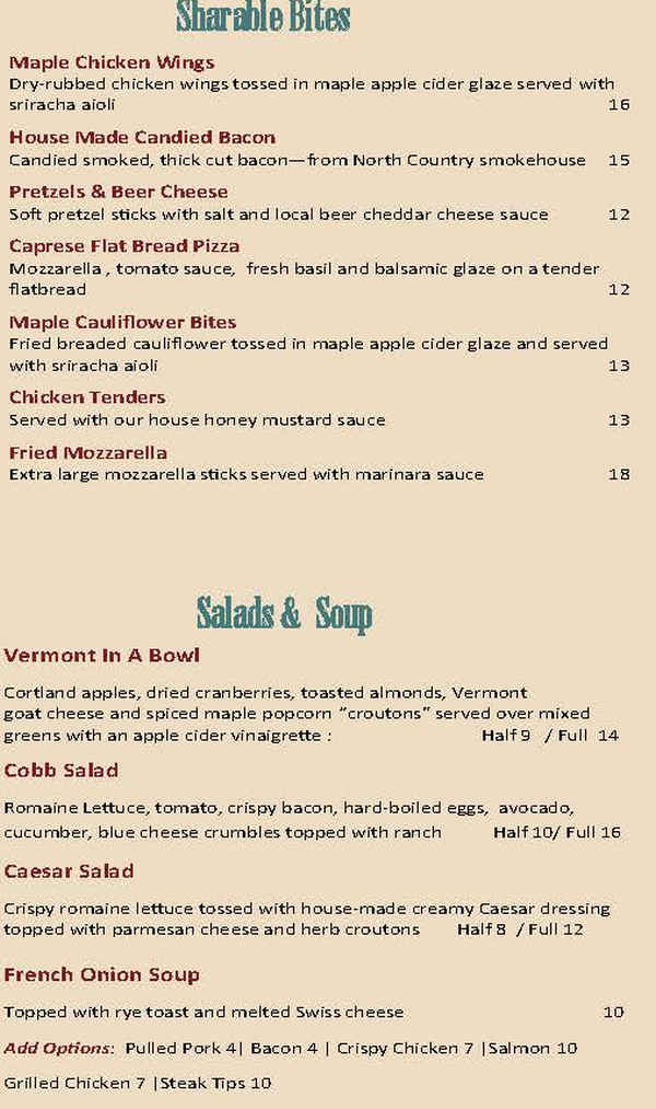 The Maple Kitchen menu page 1