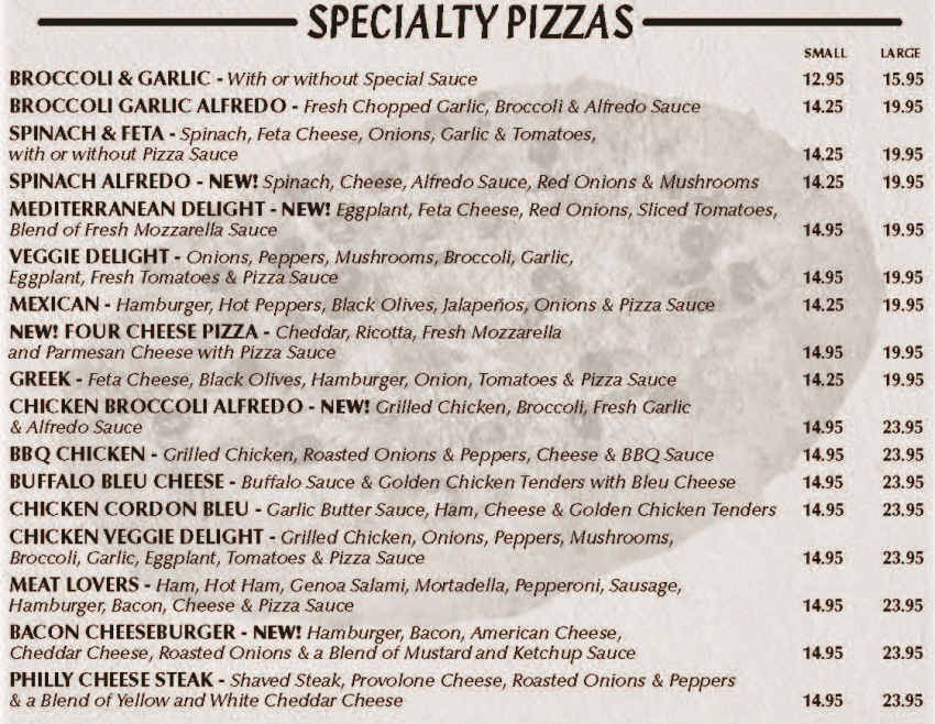 Blue House Derry menu page 1