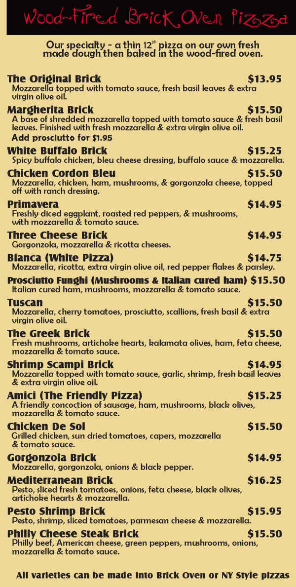 La Festa menu page 1