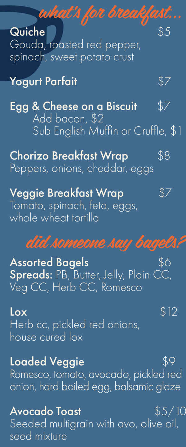 Stella's Cafe menu page 1
