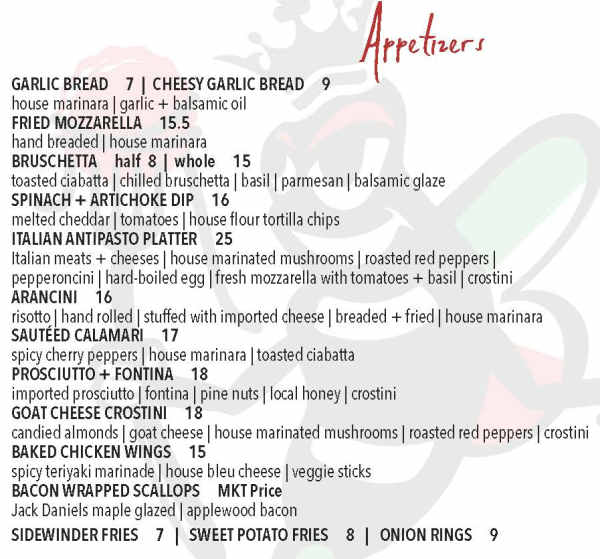 Patty B's menu page 1