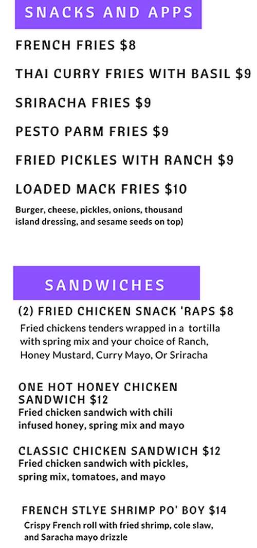 Up Street menu page 1