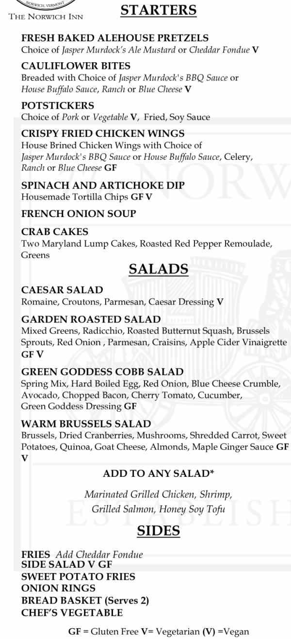 Jasper Murdock's Alehouse menu page 1