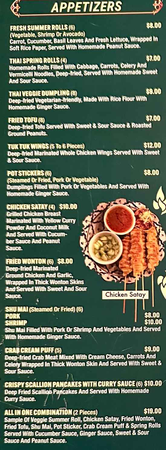 Tuk Tuk Thai Hanover menu page 1