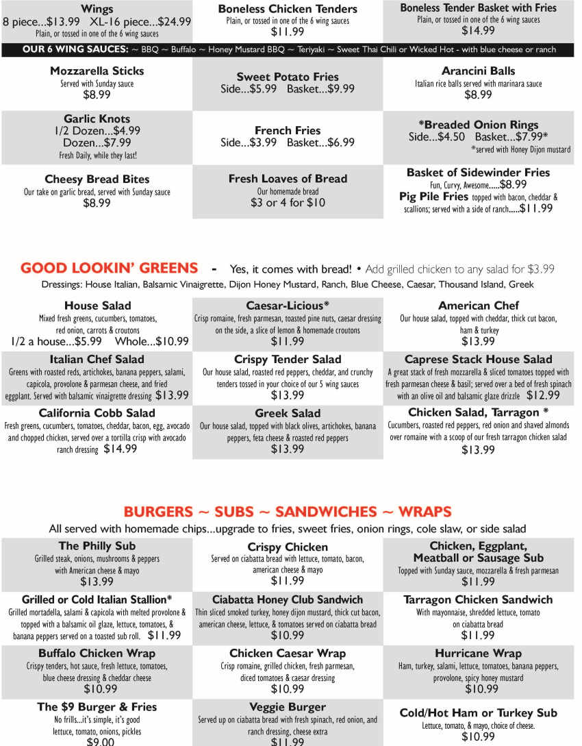 Cantore's Pizza menu page 1