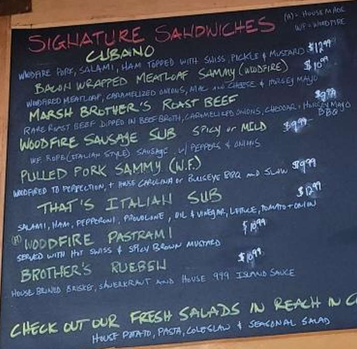 Marsh Brothers Deli menu page 1