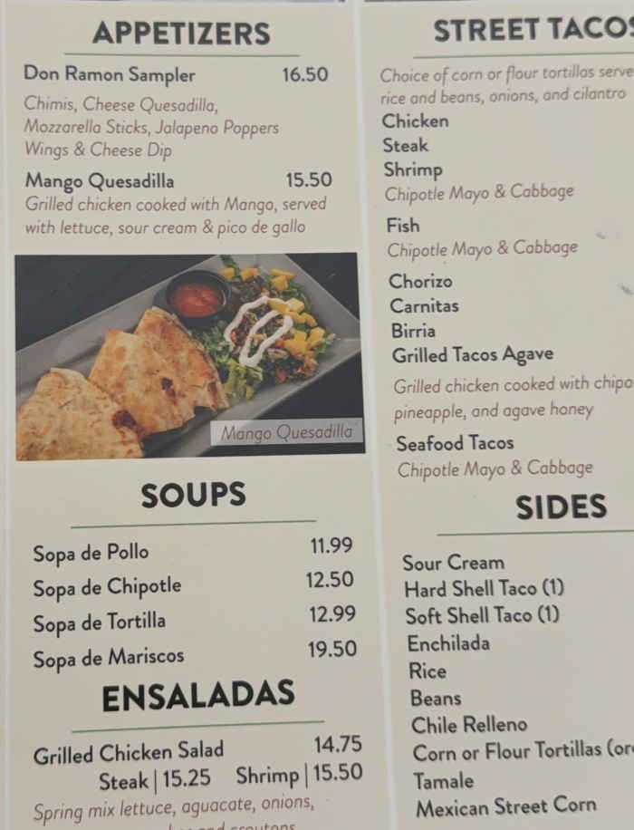 Mi Jalisco menu page 1