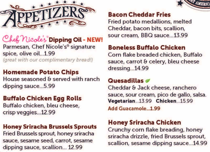 T-Bones menu page 1