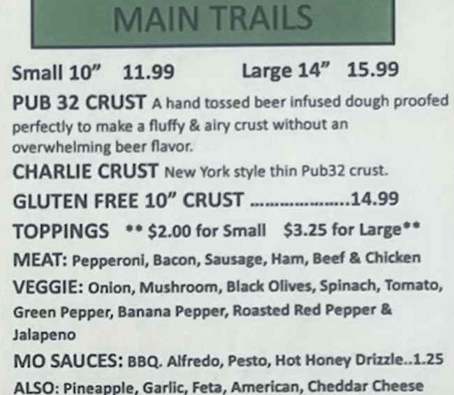 Pub 32 menu page 1