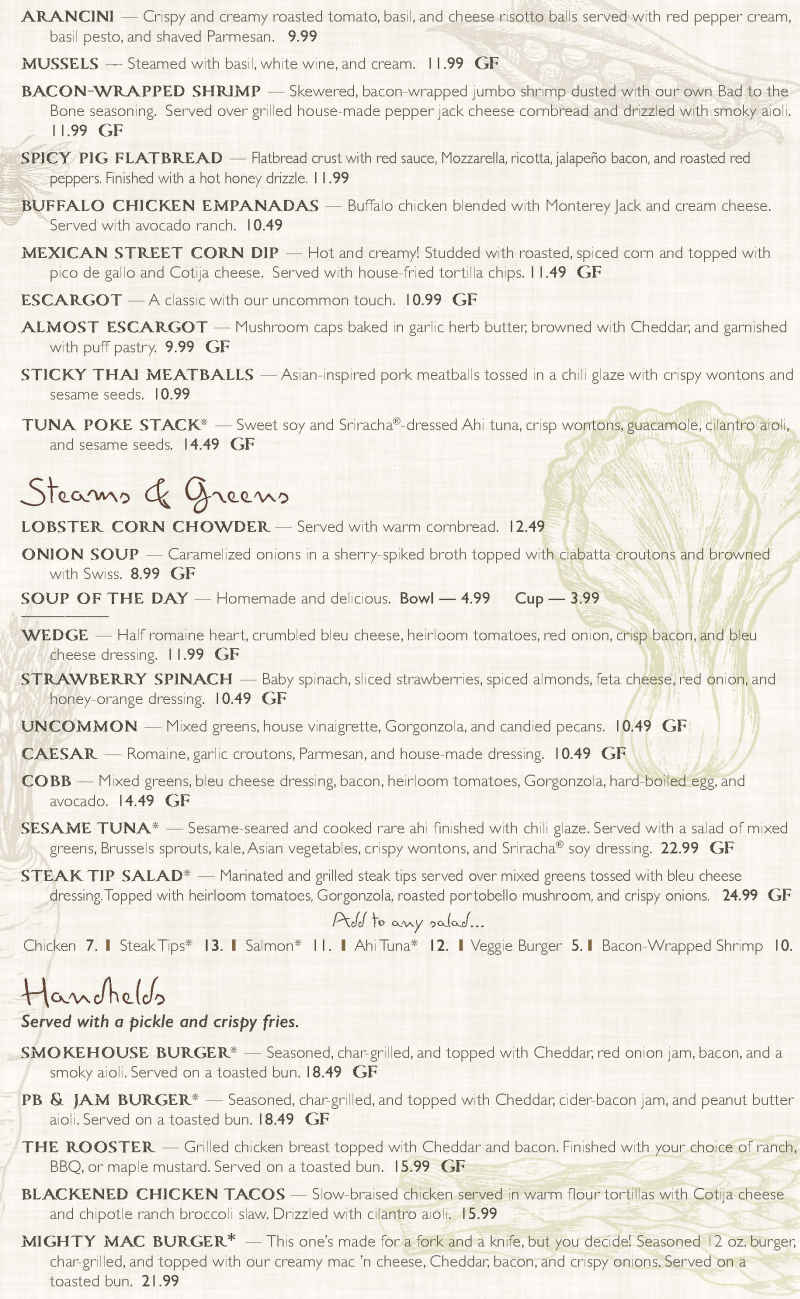 The Common Man menu page 1