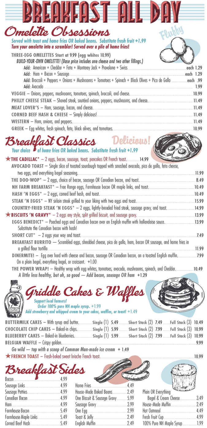 Lincoln Diner menu page 1