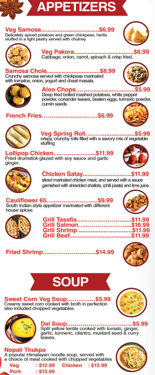 Topic of the Town menu page 1