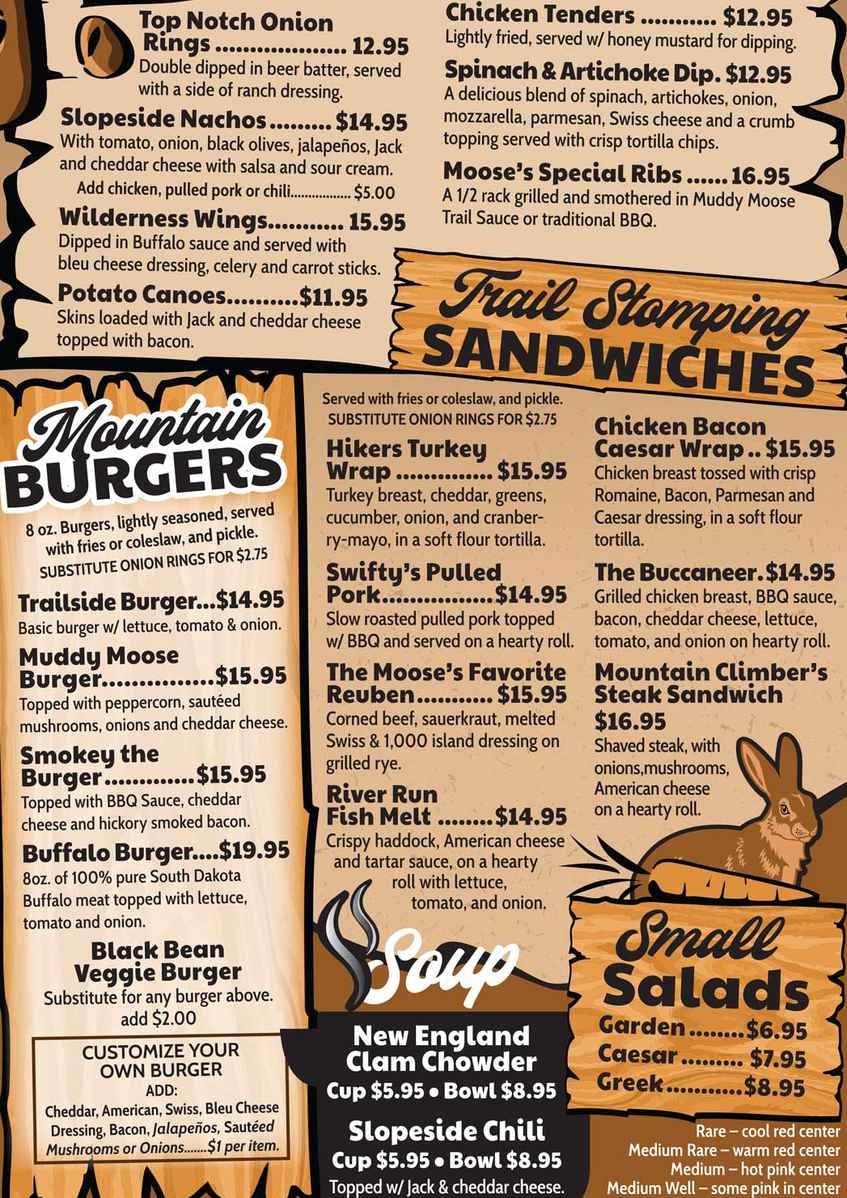 Muddy Moose menu page 1