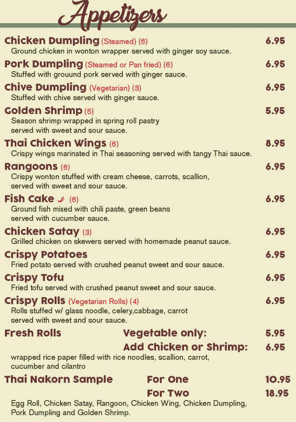 Thai Nakornping menu page 1