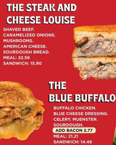 Cheese Louise menu page 1