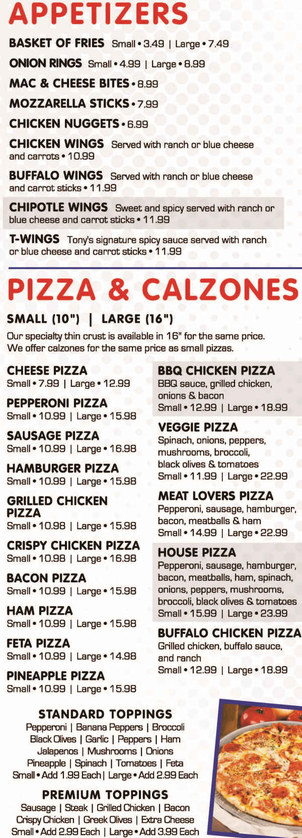 Bowling Acres Grill menu page 1