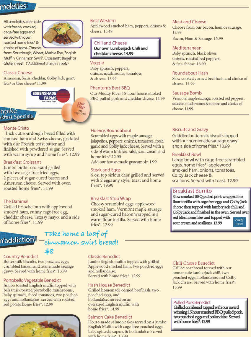 Roundabout Diner & Lounge menu page 1