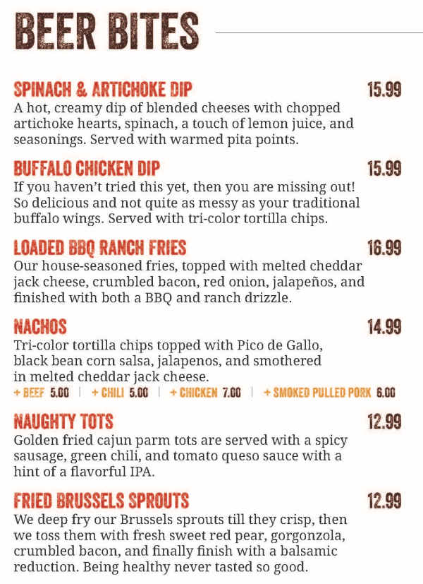 Thirsty Moose Tap House menu page 1