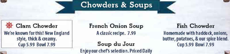 Windjammers Seafood menu page 1