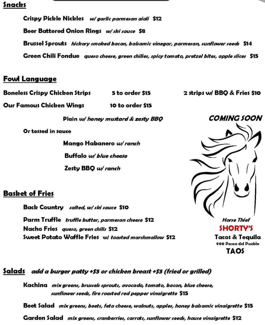 The Burger Stand menu page 1