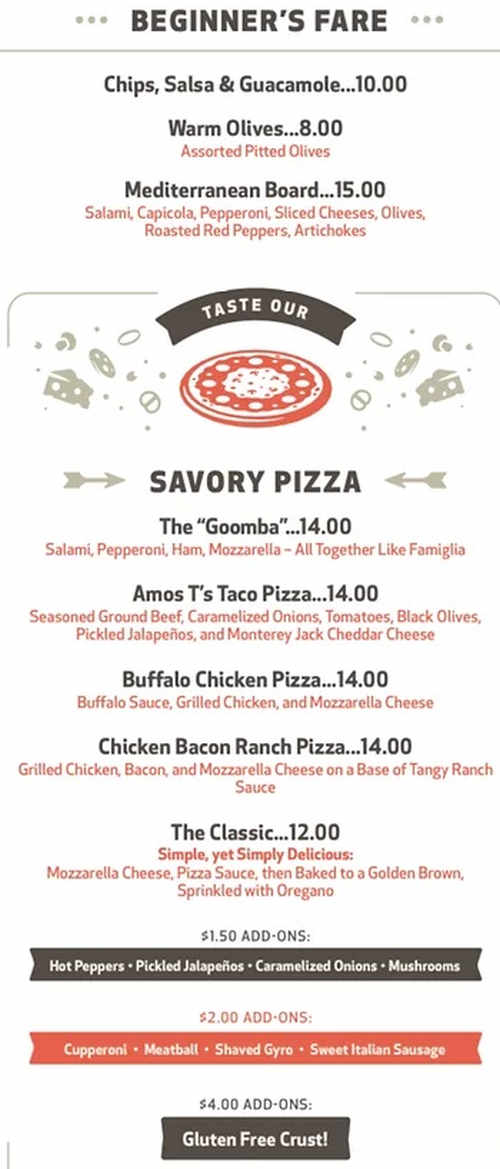 A.T.Walley & Co menu page 1