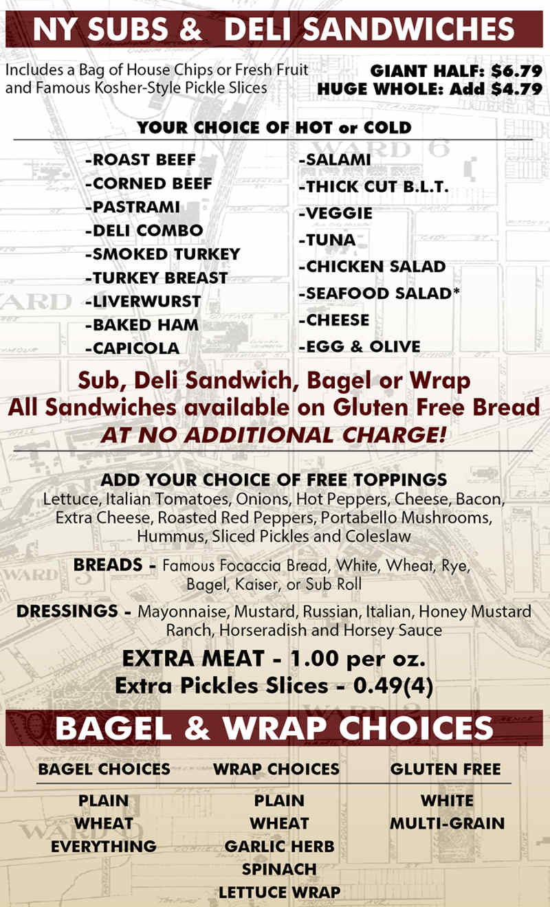 Downtown Deli menu page 1