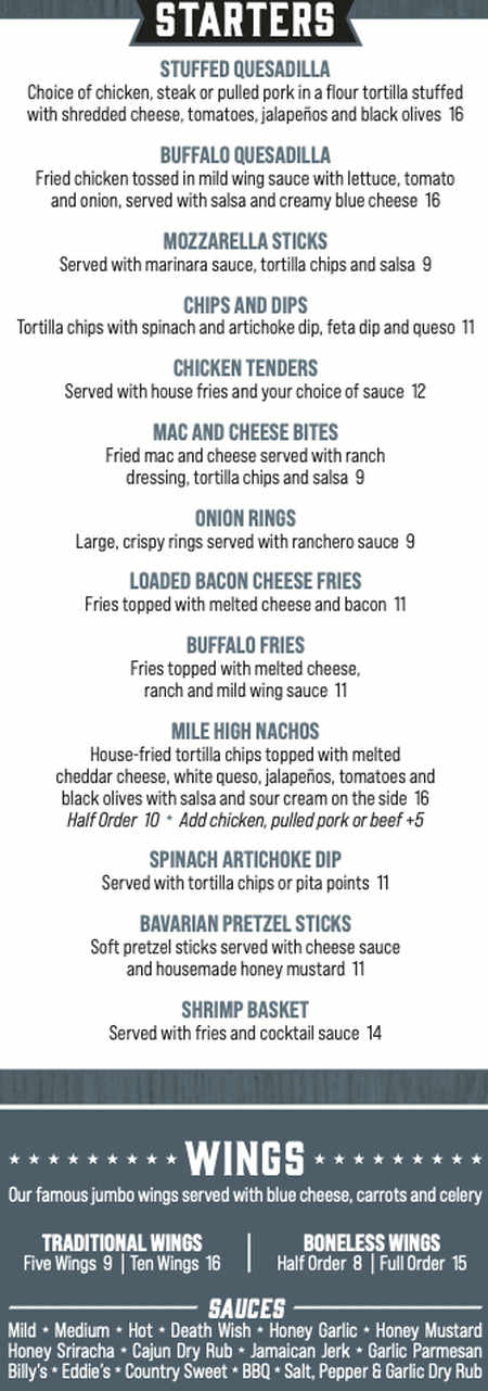 Parker's 129 menu page 1