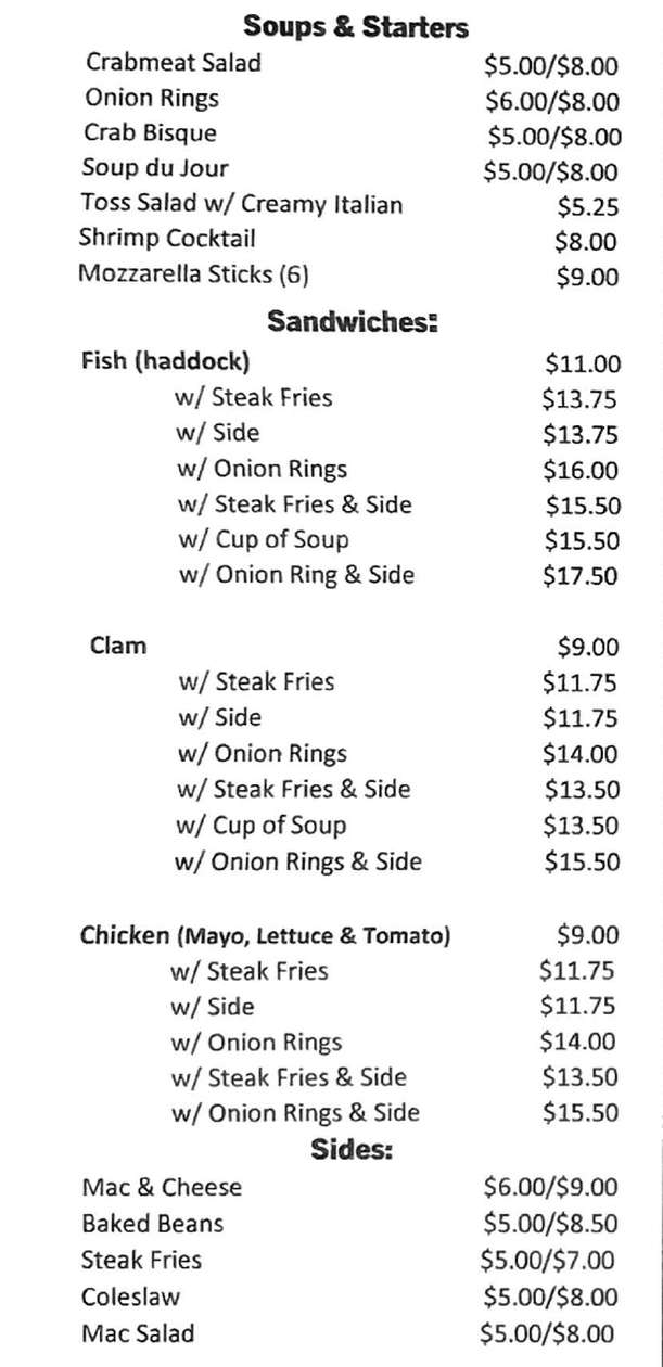 Seafood Express menu page 1