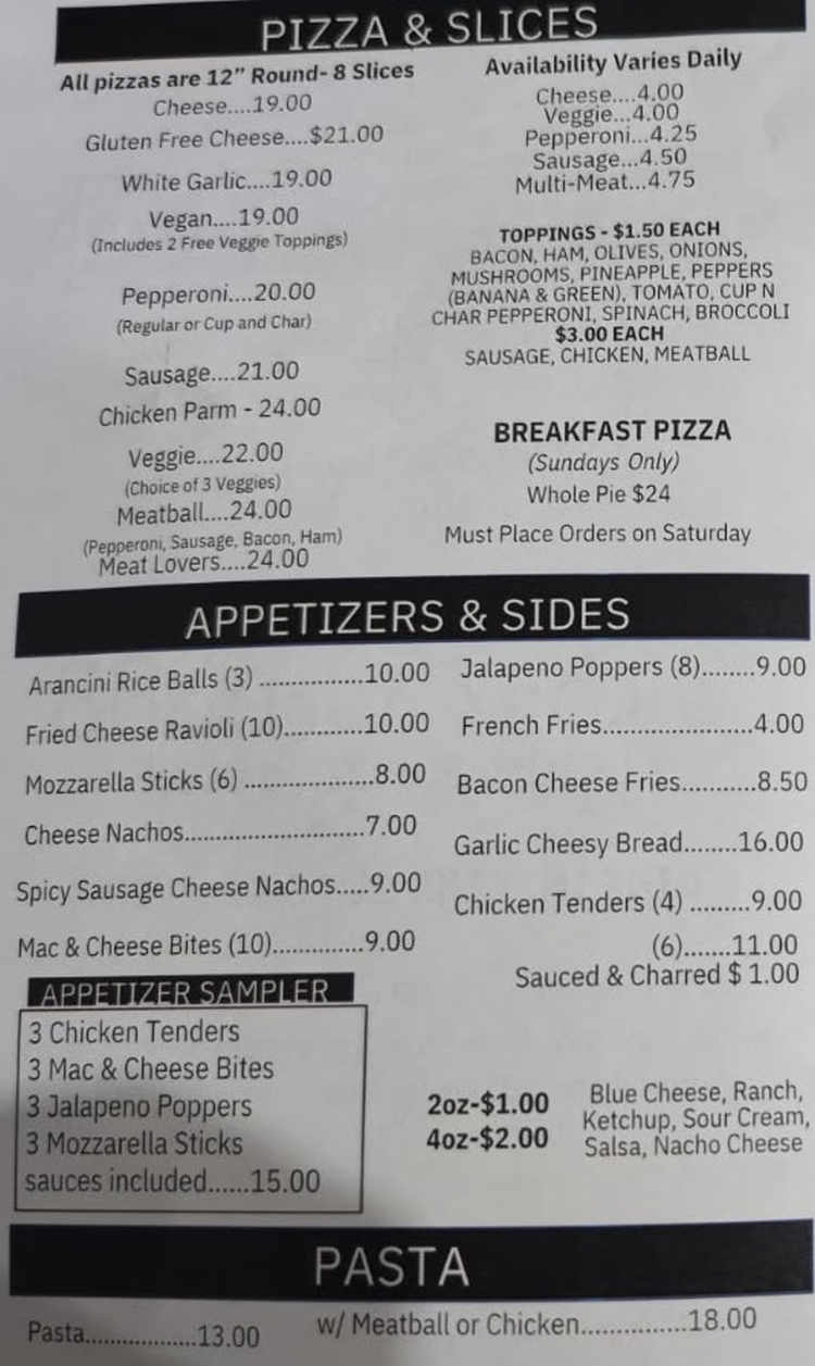 DeTomaso's Pizzeria menu page 1