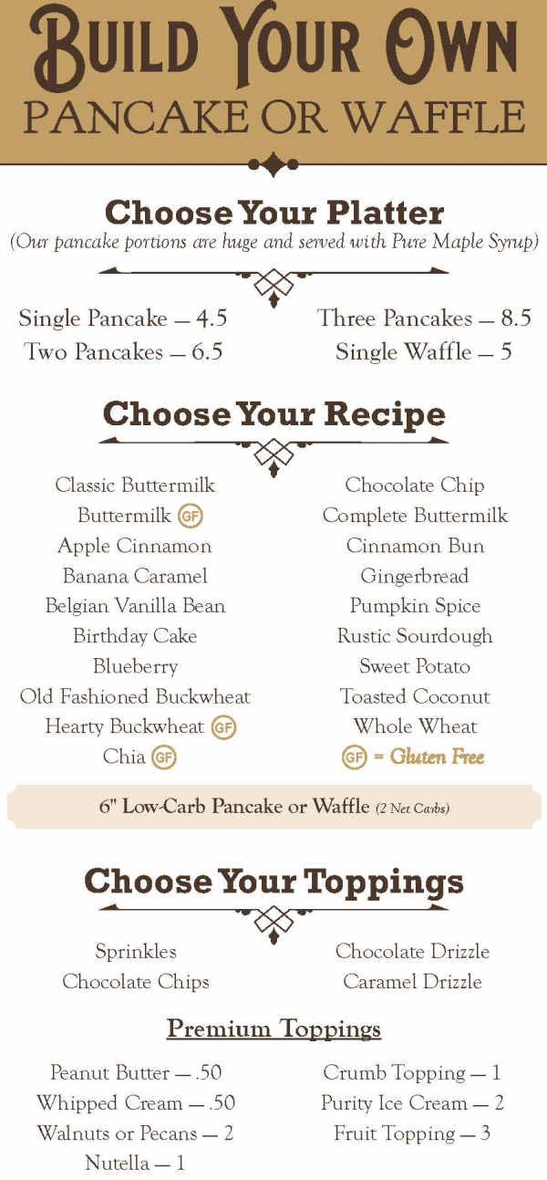 New Hope Mills menu page 1