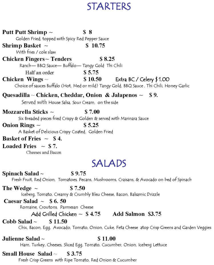 Dutch Hollow Restaurant menu page 1