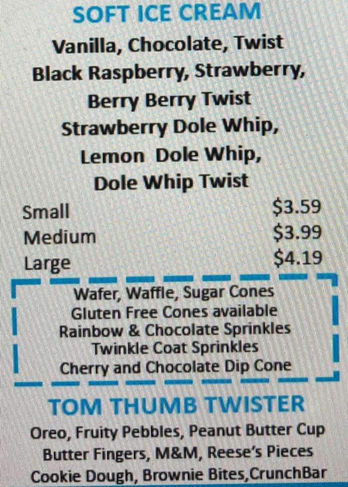 Tom Thumb Drive In menu page 1