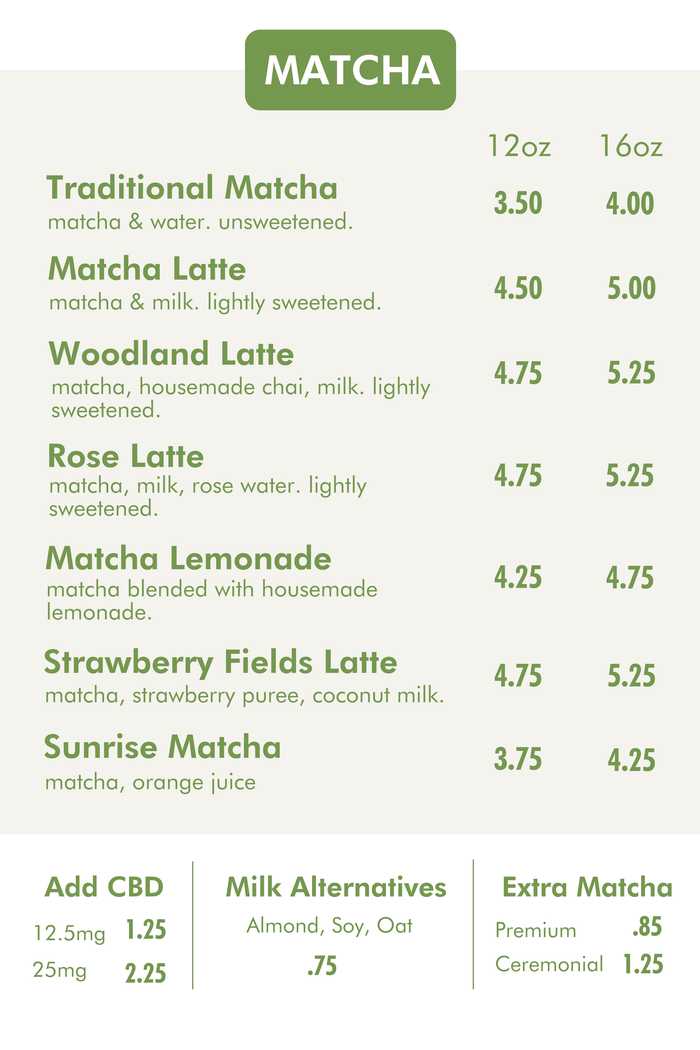 3 Leaf Tea menu page 1