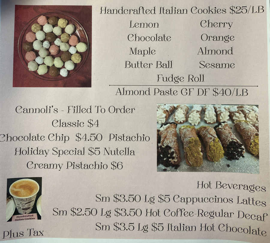Rosa's Cookies menu page 1