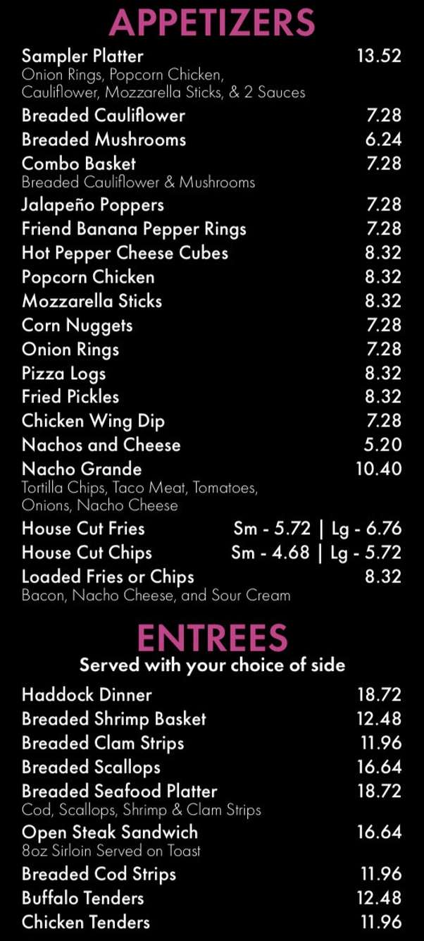 D.J.'s Flamingo menu page 1