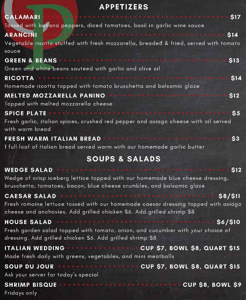 Casa De Pasta menu page 1